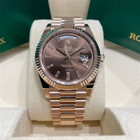 rolex day date rose gold brown dial|rolex rose gold 40mm president.